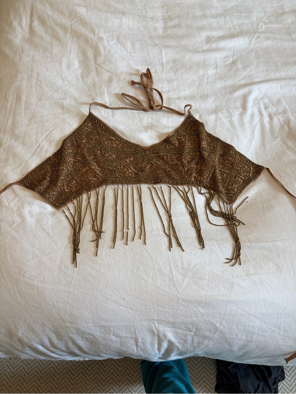 Staring at Stars Bronze-Beaded Halter Top